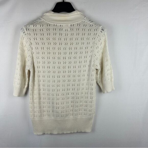 Anthropologie pins and needles Cream hallow Knit Sweater size M - Picture 5 of 5